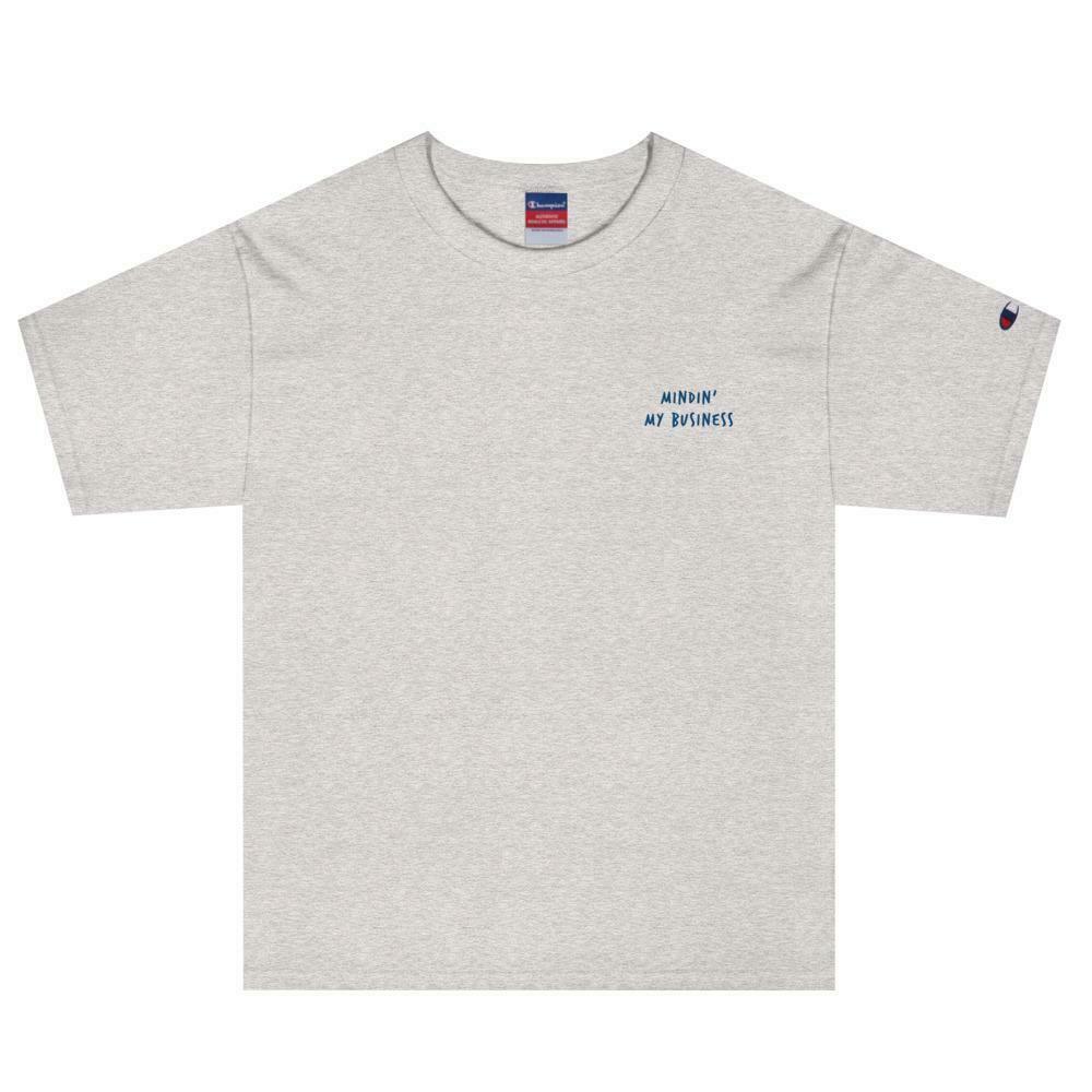 AFFICIAL x CHAMPION 'Mindin' my Business' Embroidered Tee - Y2K Coquette Grunge Aesthetic