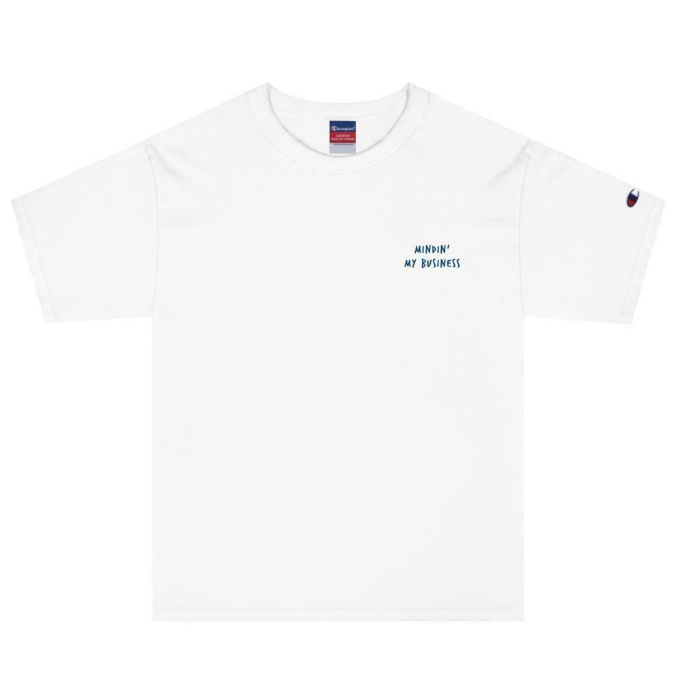 AFFICIAL x CHAMPION 'Mindin' my Business' Embroidered Tee - Y2K Coquette Grunge Aesthetic