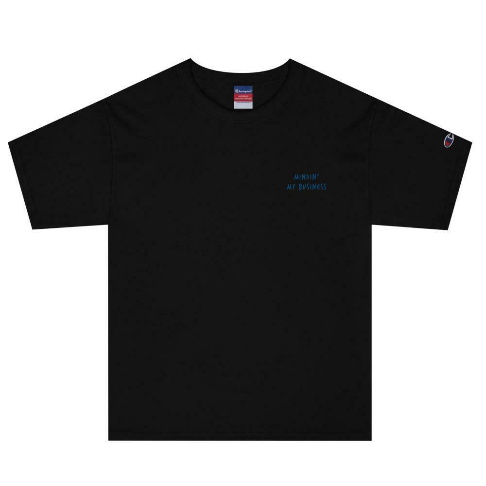 AFFICIAL x CHAMPION 'Mindin' my Business' Embroidered Tee - Y2K Coquette Grunge Aesthetic
