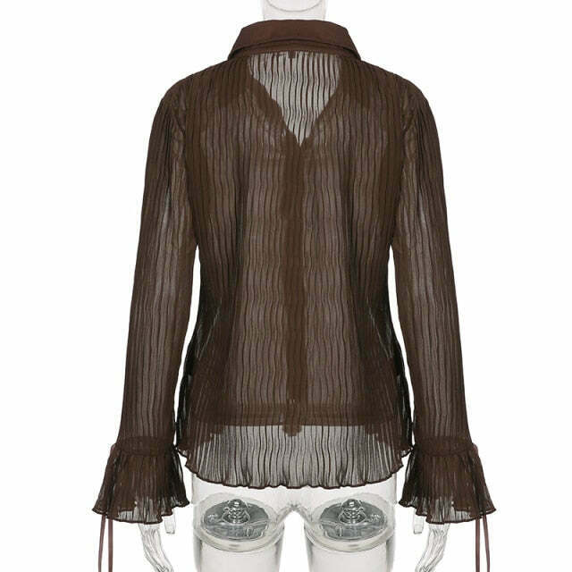 Angelcore Aesthetic White Shirt with Transparent Flare Sleeves - Y2K Fashion Statement