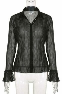 Angelcore Aesthetic White Shirt with Transparent Flare Sleeves - Y2K Fashion Statement