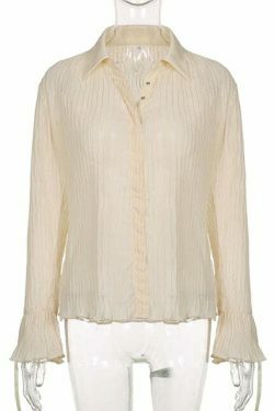 Angelcore Aesthetic White Shirt with Transparent Flare Sleeves - Y2K Fashion Statement