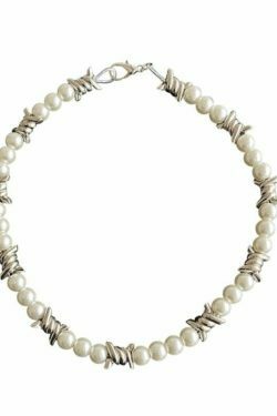 Barbed Wire Faux Pearl Necklace - Y2K Fashion Accessory for Women with a Coquette Aesthetic