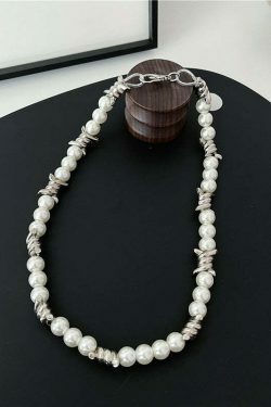 Barbed Wire Faux Pearl Necklace - Y2K Fashion Accessory for Women with a Coquette Aesthetic