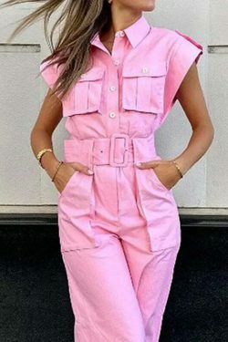 Barbie Pink Slanted Shoulder Jumpsuit - Y2K Fashion Coquette Grunge Aesthetic