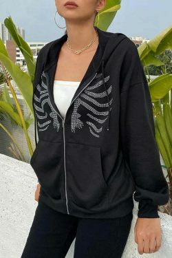 Bedazzle Bliss Rhinestone Hooded Sweater - Y2K Aesthetic Coquette Fashion for Women