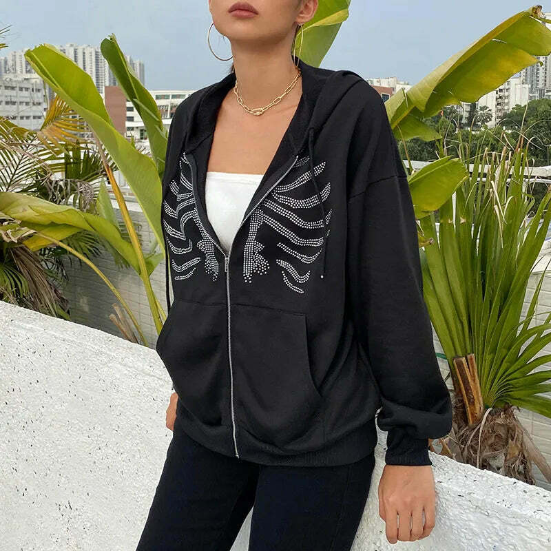 Bedazzle Bliss Rhinestone Hooded Sweater - Y2K Aesthetic Coquette Fashion for Women