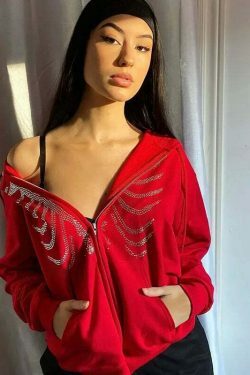 Bedazzle Bliss Rhinestone Hooded Sweater - Y2K Aesthetic Coquette Fashion for Women