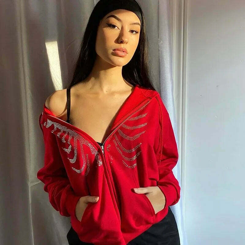 Bedazzle Bliss Rhinestone Hooded Sweater - Y2K Aesthetic Coquette Fashion for Women