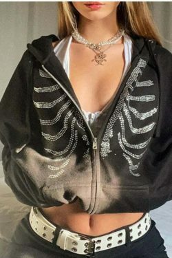 Bedazzle Bliss Rhinestone Hooded Sweater - Y2K Aesthetic Coquette Fashion for Women