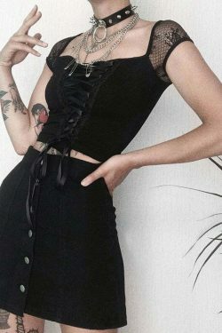 Black Magic Corset Top - Y2K Fashion Statement with Coquette Aesthetic and Grunge Style