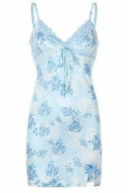 Blue Blossom Split Mini Dress - Y2K Fashion Coquette Aesthetic with a Touch of Grunge Style