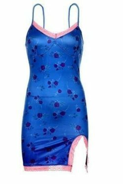 Blue Blossom Split Mini Dress - Y2K Fashion Coquette Aesthetic with a Touch of Grunge Style