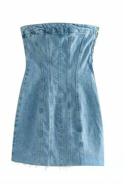 Blue Denim Dress: Y2K Fashion Statement with Coquette Aesthetic & Grunge Style