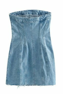 Blue Denim Dress: Y2K Fashion Statement with Coquette Aesthetic & Grunge Style