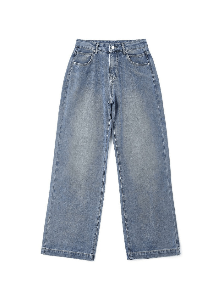 Blue Wash Boyfriend Jeans with Pocket Design - Y2K Fashion Aesthetic for Women