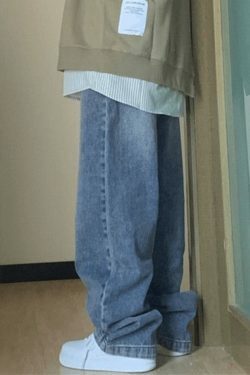 Blue Wash Boyfriend Jeans with Pocket Design - Y2K Fashion Aesthetic for Women