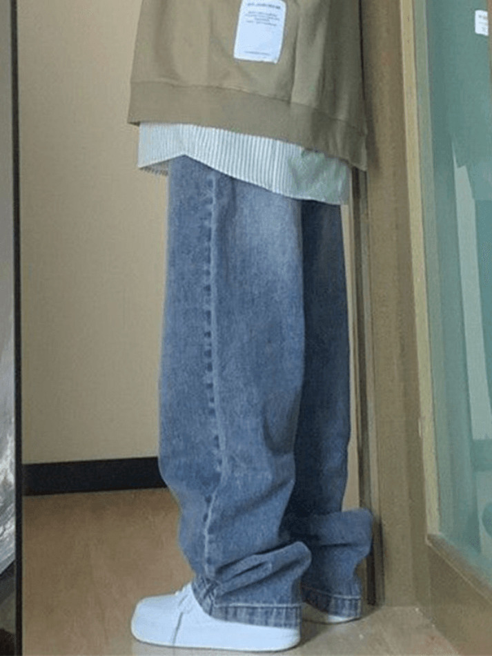 Blue Wash Boyfriend Jeans with Pocket Design - Y2K Fashion Aesthetic for Women