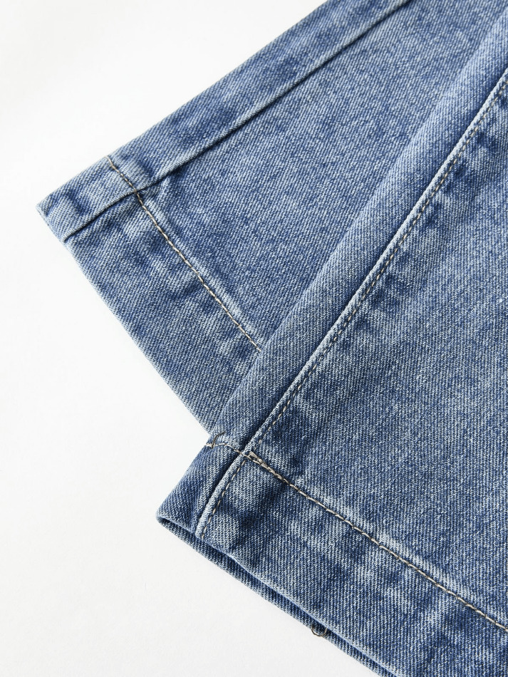 Blue Wash Boyfriend Jeans with Pocket Design - Y2K Fashion Aesthetic for Women