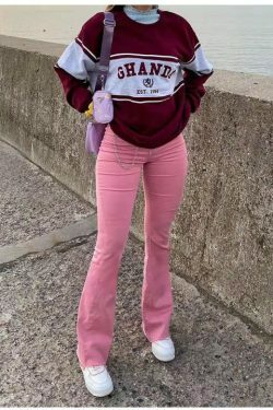 Blushing Bell-Bottoms: Y2K Fashion Denim with Coquette Aesthetic and Grunge Style