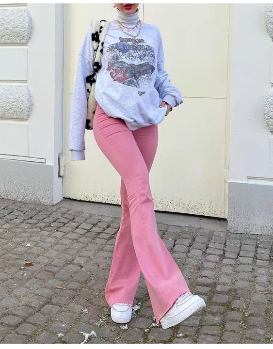 Blushing Bell-Bottoms: Y2K Fashion Denim with Coquette Aesthetic and Grunge Style