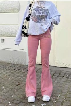 Blushing Bell-Bottoms: Y2K Fashion Denim with Coquette Aesthetic and Grunge Style