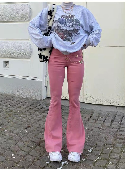 Blushing Bell-Bottoms: Y2K Fashion Denim with Coquette Aesthetic and Grunge Style