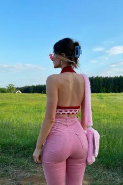Blushing Bell-Bottoms: Y2K Fashion Denim with Coquette Aesthetic and Grunge Style
