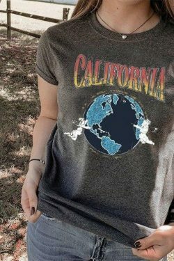 California Dreamin' Y2K Aesthetic Tee - Coquette Style Grunge Fashion for Women