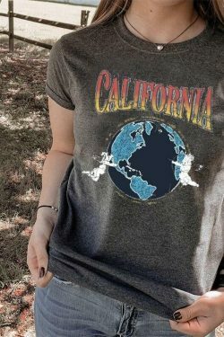California Dreamin' Y2K Aesthetic Tee - Coquette Style Grunge Fashion for Women