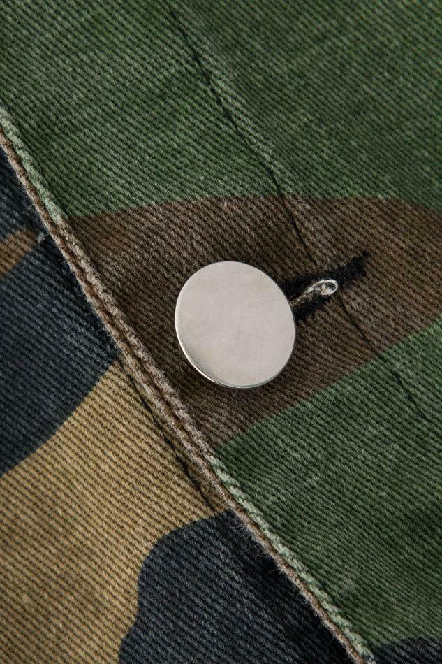 Camo Print Cap Sleeve Crop Shirt with Slit Mini Skirt Set