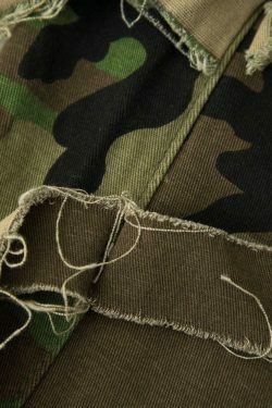 Camo Print Fringe Straight Pants - Y2K Fashion with Coquette Aesthetic, Grunge Style, and Pastel