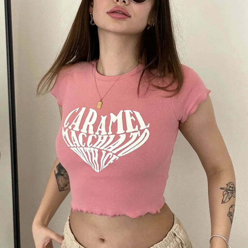 Caramel Macchiato With Ice' Graphic Tee - Y2K Aesthetic Fashion Statement