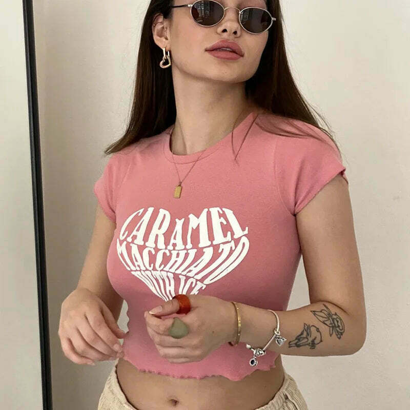 Caramel Macchiato With Ice' Graphic Tee - Y2K Aesthetic Fashion Statement