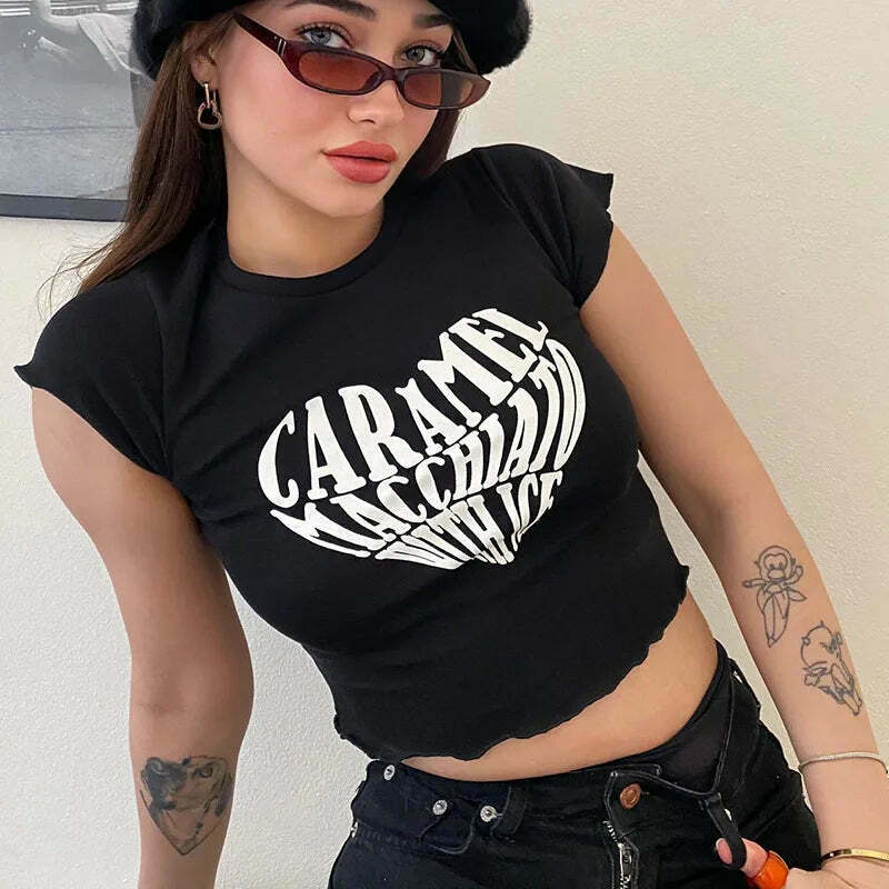 Caramel Macchiato With Ice' Graphic Tee - Y2K Aesthetic Fashion Statement