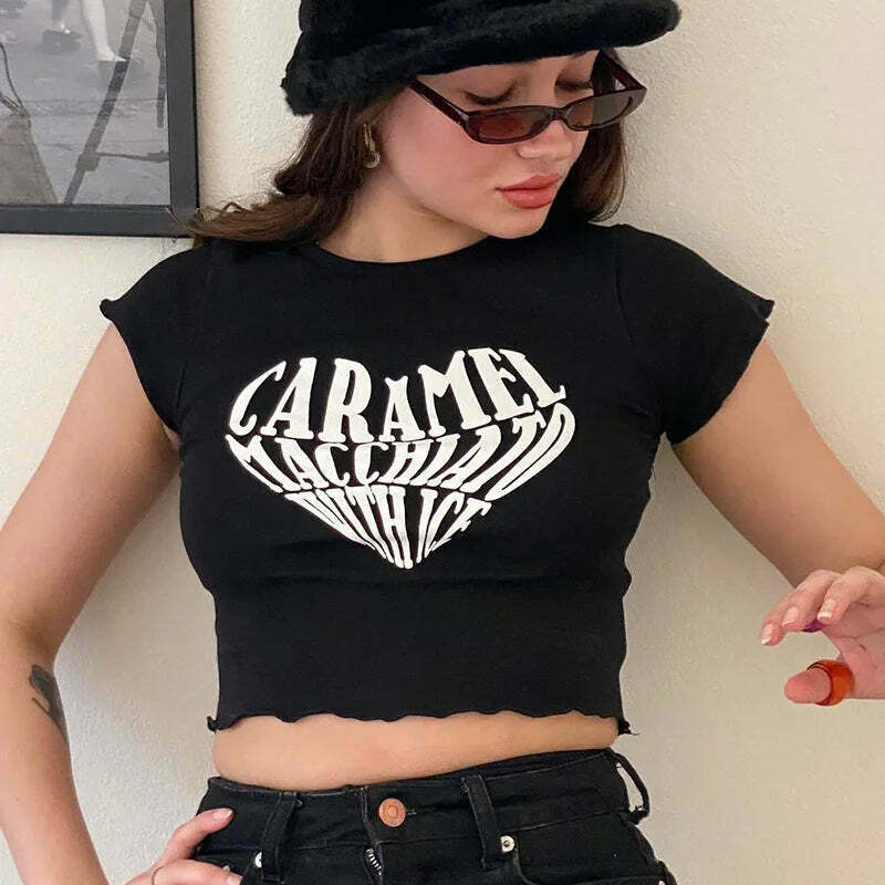 Caramel Macchiato With Ice' Graphic Tee - Y2K Aesthetic Fashion Statement