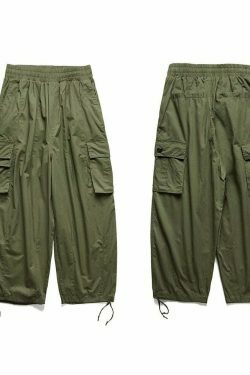 Cargo Parachute Pants: Y2K Fashion Staple with a Grunge Aesthetic Twist for Women's Niche Style