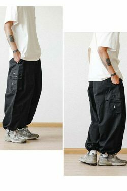 Cargo Parachute Pants: Y2K Fashion Staple with a Grunge Aesthetic Twist for Women's Niche Style