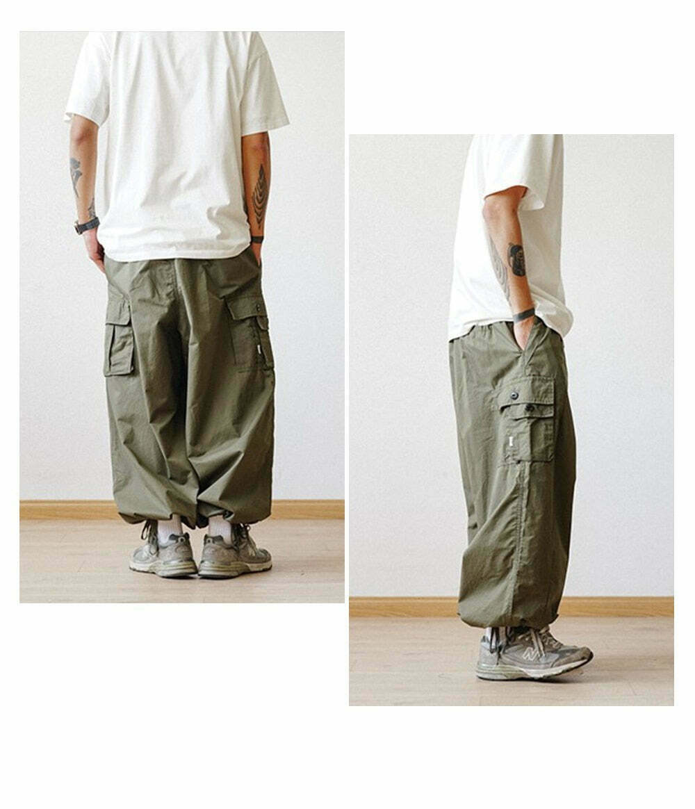 Cargo Parachute Pants: Y2K Fashion Staple with a Grunge Aesthetic Twist for Women's Niche Style