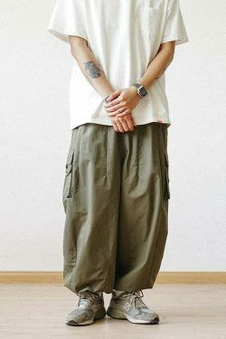Cargo Parachute Pants: Y2K Fashion Staple with a Grunge Aesthetic Twist for Women's Niche Style