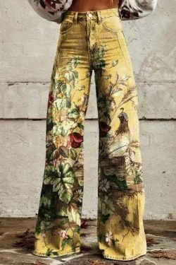 Casual Floral Wide Leg Pants - Y2K Fashion Coquette Aesthetic Grunge Style Cargo Skirt
