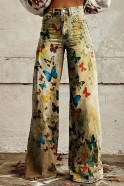 Casual Floral Wide Leg Pants - Y2K Fashion Coquette Aesthetic Grunge Style Cargo Skirt