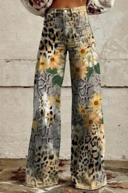Casual Floral Wide Leg Pants - Y2K Fashion Coquette Aesthetic Grunge Style Cargo Skirt