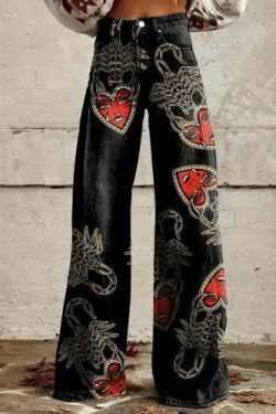 Casual Floral Wide Leg Pants - Y2K Fashion Coquette Aesthetic Grunge Style Cargo Skirt