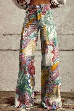 Casual Floral Wide Leg Pants - Y2K Fashion Coquette Aesthetic Grunge Style Cargo Skirt