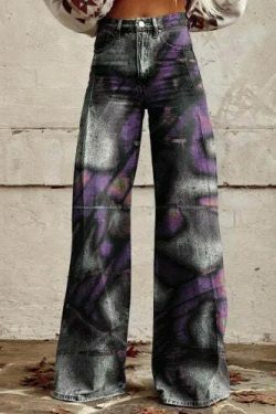 Casual Floral Wide Leg Pants - Y2K Fashion Coquette Aesthetic Grunge Style Cargo Skirt