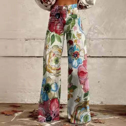 Casual Floral Wide Leg Pants - Y2K Fashion Coquette Aesthetic Grunge Style Cargo Skirt