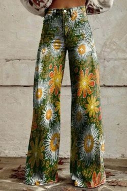 Casual Floral Wide Leg Pants - Y2K Fashion Coquette Aesthetic Grunge Style Cargo Skirt