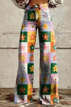 Casual Floral Wide Leg Pants - Y2K Fashion Coquette Aesthetic Grunge Style Cargo Skirt
