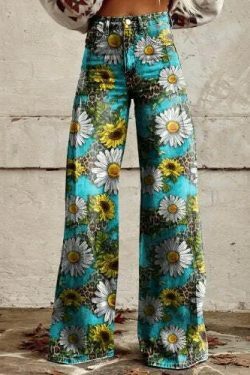 Casual Floral Wide Leg Pants - Y2K Fashion Coquette Aesthetic Grunge Style Cargo Skirt